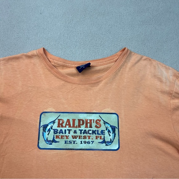 Polo Sport Ralph Lauren T-Shirt Mens Medium Orange Bait and Tackle Key West - Picture 4 of 9